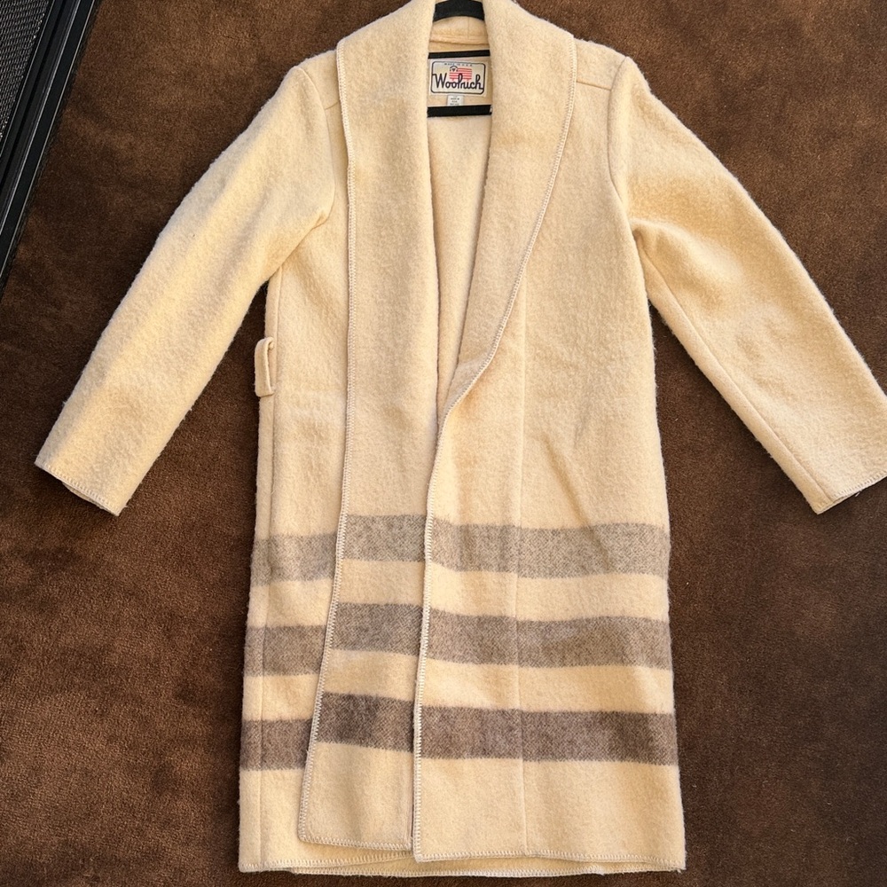 Woolrich Beige and Taupe Striped Coat